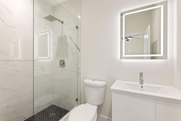 Bathroom, Glass Shower, Interior, Marble Walls