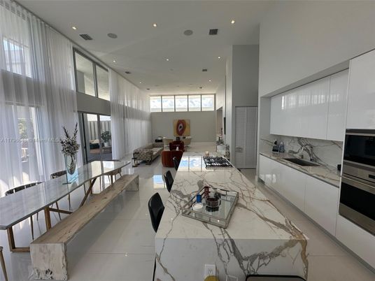 Interior, Kitchen, Living room, Marble, Marble Walls, Recessed Lighting
