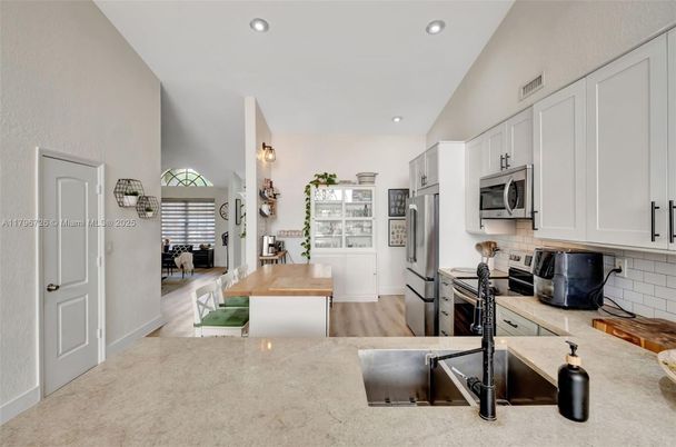 Interior, Kitchen, Recessed Lighting, Wood Texture Flooring