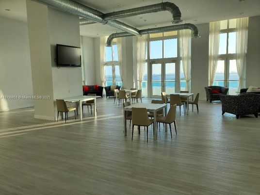 Dining room, Interior, Living room, Recessed Lighting, Water, Wood Texture Flooring