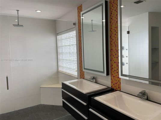 Bathroom, Dual Sink Vanities, Glass Shower, Interior, Recessed Lighting