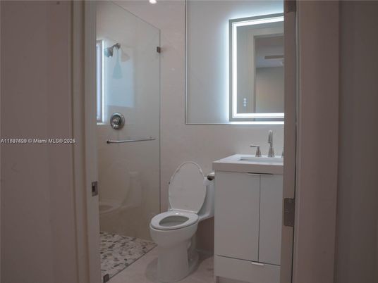Bathroom, Glass Shower, Interior, Wood Texture Flooring