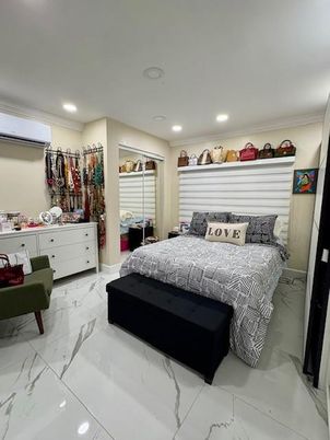 Bedroom, Interior, Marble, Recessed Lighting