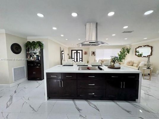 Interior, Kitchen, Living room, Marble, Recessed Lighting