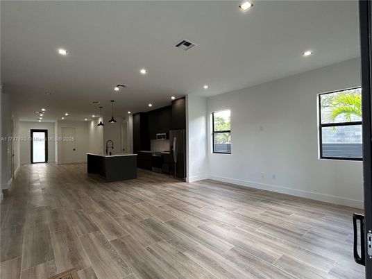 Interior, Kitchen, Pendant Lights, Recessed Lighting, Wood Texture Flooring