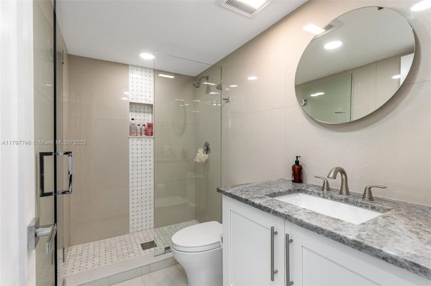 Bathroom, Glass Shower, Interior, Recessed Lighting