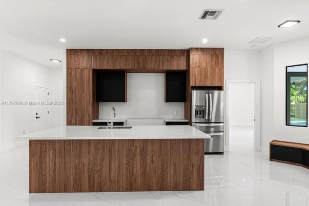 Interior, Kitchen, Marble, Recessed Lighting, Stainless Steel Appliances