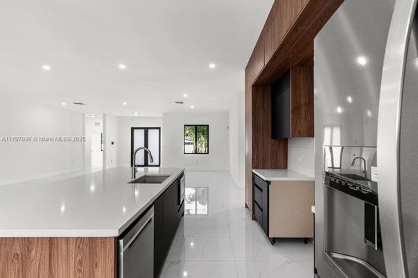 Interior, Kitchen, Marble, Recessed Lighting, Stainless Steel Appliances