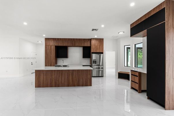 Interior, Kitchen, Marble, Recessed Lighting, Stainless Steel Appliances