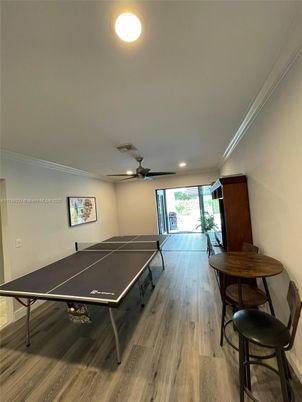 Game Room, Interior, Recessed Lighting, Wood Texture Flooring