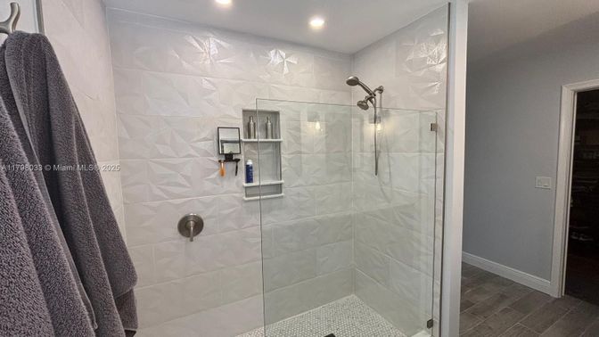 Bathroom, Glass Shower, Interior, Recessed Lighting