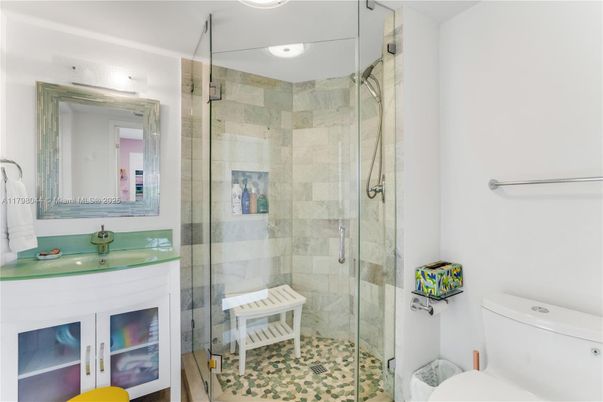 Bathroom, Glass Shower, Interior, Recessed Lighting