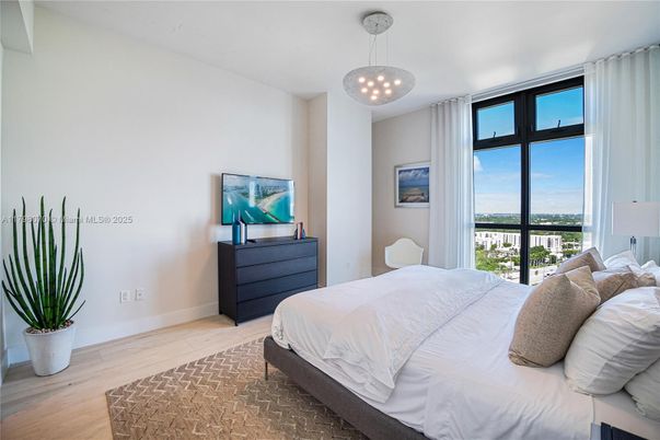 Bedroom, Interior, Pendant Lights, Wood Texture Flooring
