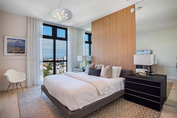 Bedroom, Interior, Pendant Lights, Wood Texture Flooring, Wooden Walls