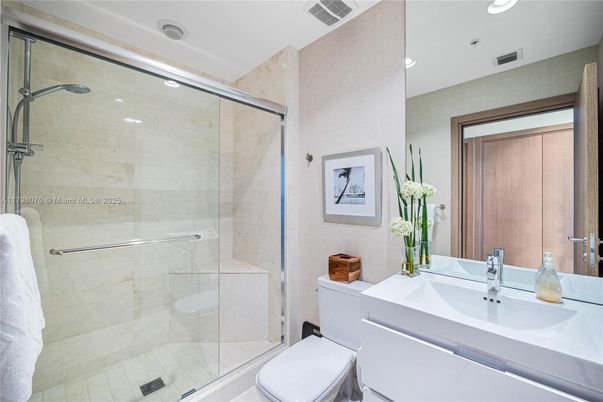 Bathroom, Glass Shower, Interior, Recessed Lighting