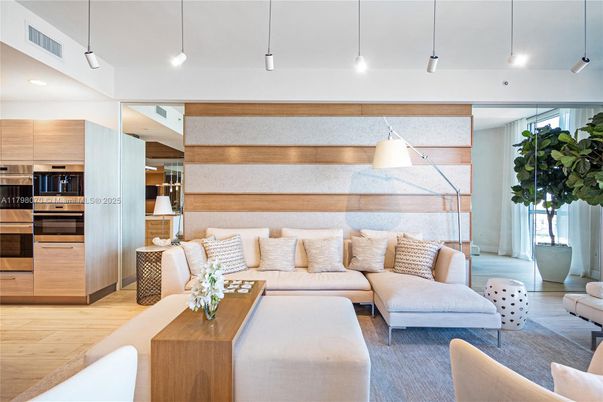 Interior, Kitchen, Living room, Pendant Lights, Recessed Lighting, Stainless Steel Appliances, Wood Texture Flooring