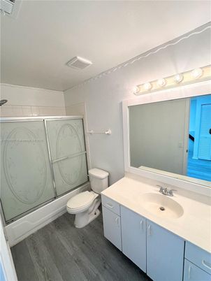 Bathroom, Glass Shower, Interior, Wood Texture Flooring