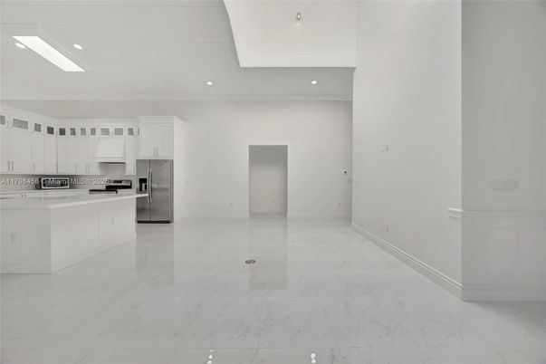 Empty room, Interior, Kitchen, Marble, Recessed Lighting