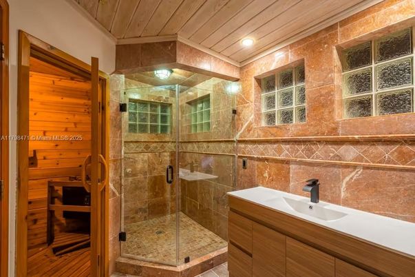 Bathroom, Glass Shower, Interior, Recessed Lighting
