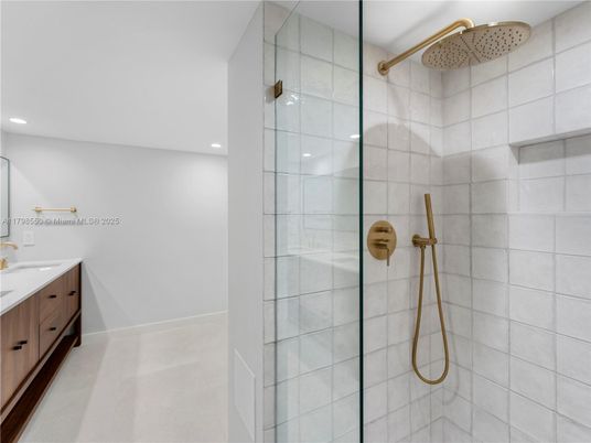 Bathroom, Glass Shower, Interior, Recessed Lighting