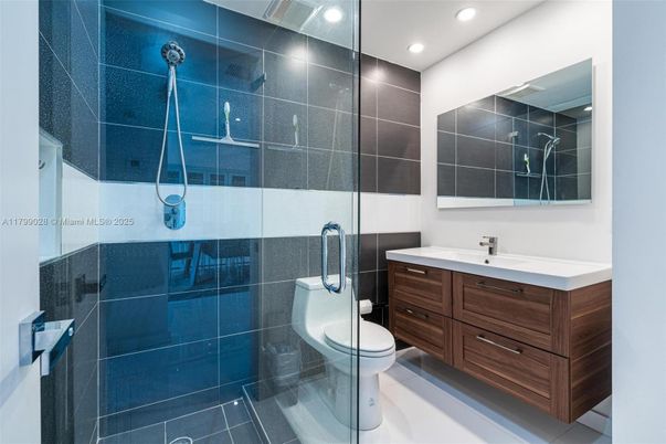 Bathroom, Glass Shower, Interior, Recessed Lighting