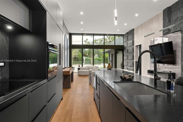 Interior, Kitchen, Living room, Pendant Lights, Recessed Lighting, Wood Texture Flooring