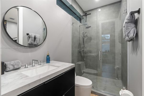 Bathroom, Glass Shower, Interior, Recessed Lighting