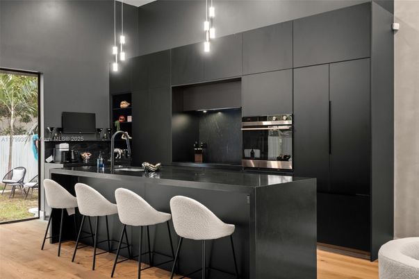 Interior, Kitchen, Pendant Lights, Stainless Steel Appliances, Wood Texture Flooring