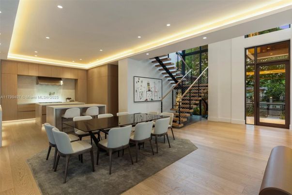 Dining room, Interior, Kitchen, Recessed Lighting, Wood Texture Flooring