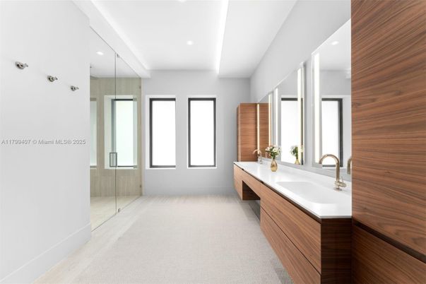 Bathroom, Dual Sink Vanities, Glass Shower, Interior, Recessed Lighting