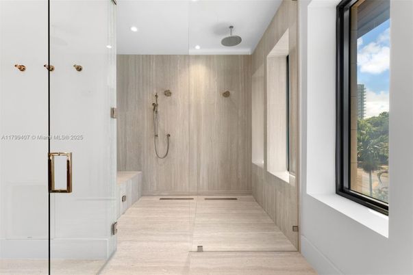 Bathroom, Interior, Recessed Lighting, Wood Texture Flooring