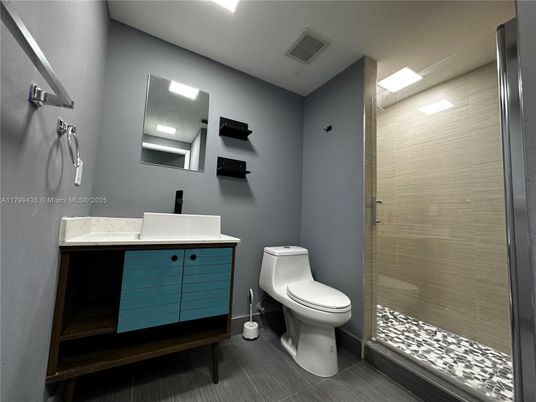 Bathroom, Glass Shower, Interior, Recessed Lighting