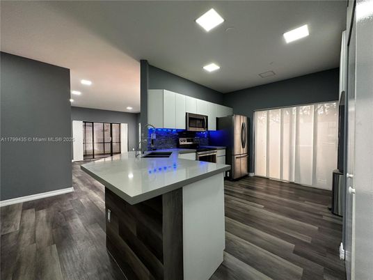 Interior, Kitchen, Recessed Lighting, Wood Texture Flooring