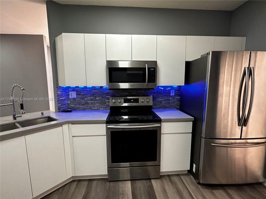 Interior, Kitchen, Stainless Steel Appliances, Wood Texture Flooring