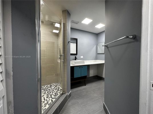 Bathroom, Glass Shower, Interior, Recessed Lighting