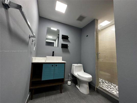 Bathroom, Glass Shower, Interior, Recessed Lighting