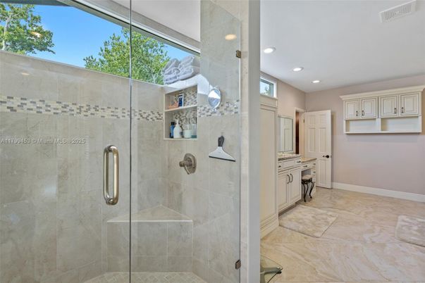 Bathroom, Glass Shower, Interior, Recessed Lighting