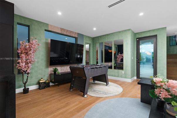 Game Room, Interior, Recessed Lighting, Wood Texture Flooring