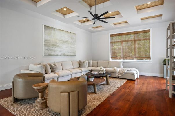 Interior, Living room, Recessed Lighting, Wood Texture Flooring