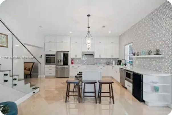 Interior, Kitchen, Pendant Lights, Recessed Lighting, Stainless Steel Appliances