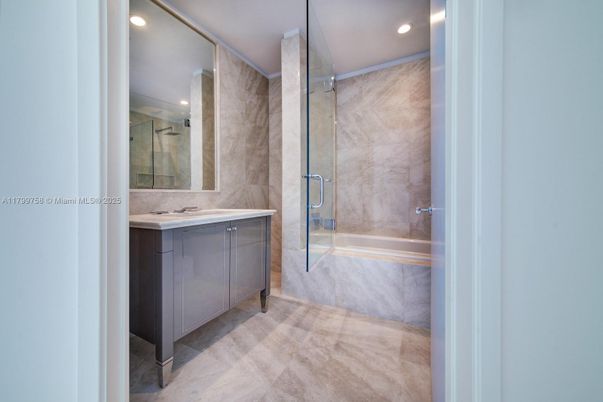 Bathroom, Glass Shower, Interior, Recessed Lighting
