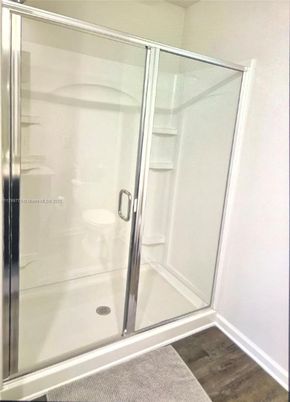 Bathroom, Glass Shower, Interior, Wood Texture Flooring