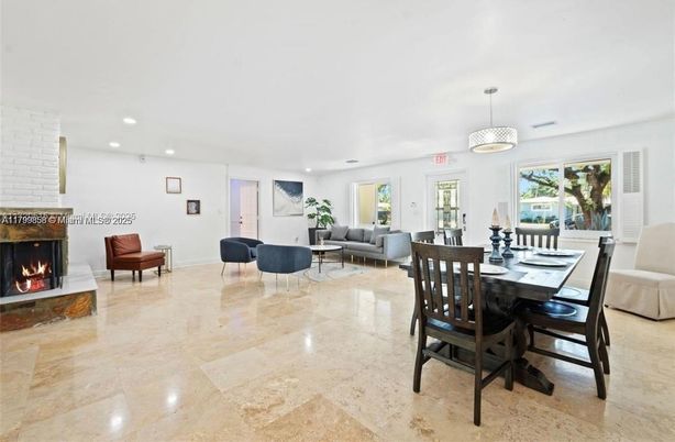Dining room, Fireplace, Interior, Living room, Pendant Lights, Recessed Lighting
