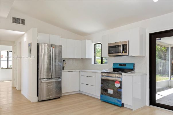 Interior, Kitchen, Stainless Steel Appliances, Wood Texture Flooring
