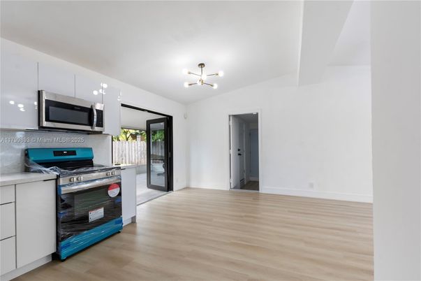 Interior, Kitchen, Pendant Lights, Stainless Steel Appliances, Wood Texture Flooring