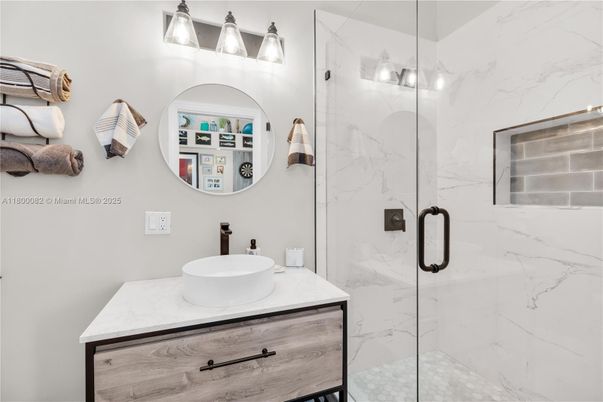 Bathroom, Glass Shower, Interior, Marble Walls