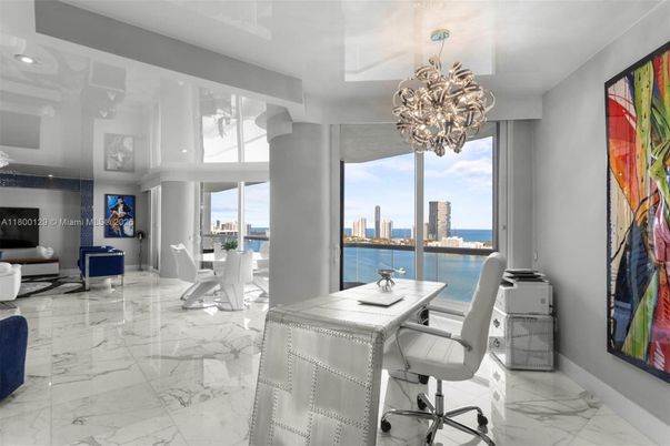 Chandelier, Home Office, Interior, Marble, Recessed Lighting, Water