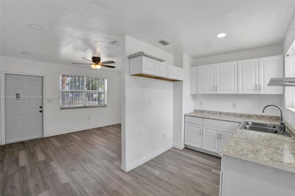 Interior, Kitchen, Recessed Lighting, Wood Texture Flooring