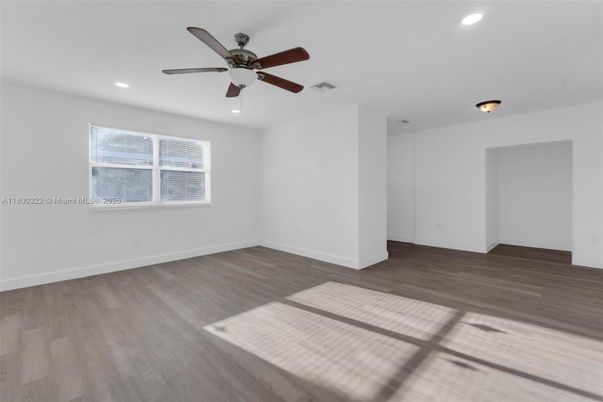 Empty room, Interior, Recessed Lighting, Wood Texture Flooring