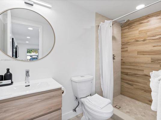 Bathroom, Interior, Recessed Lighting, Wooden Walls